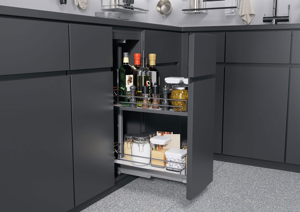 КОМПЛЕКТ Диспенса Джуниор Слим 400 мм, H 695-783, Арена КЛАССИК, 2 полки, цвет ХРОМ Kessebohmer | официальный магазин